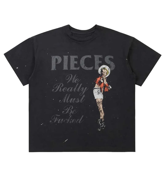 PIECES F***ED TEE VINTAGE BLACK