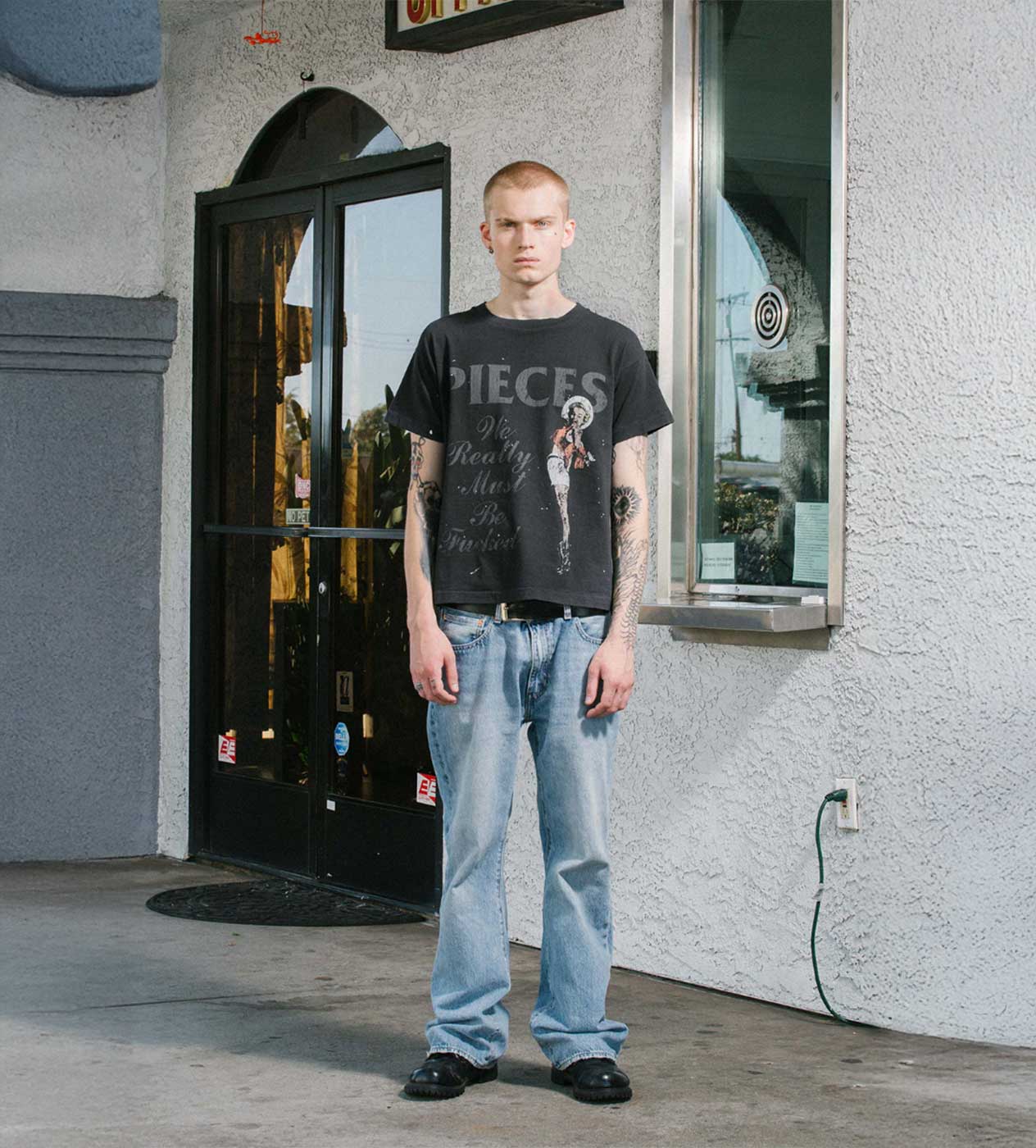 PIECES F***ED TEE VINTAGE BLACK